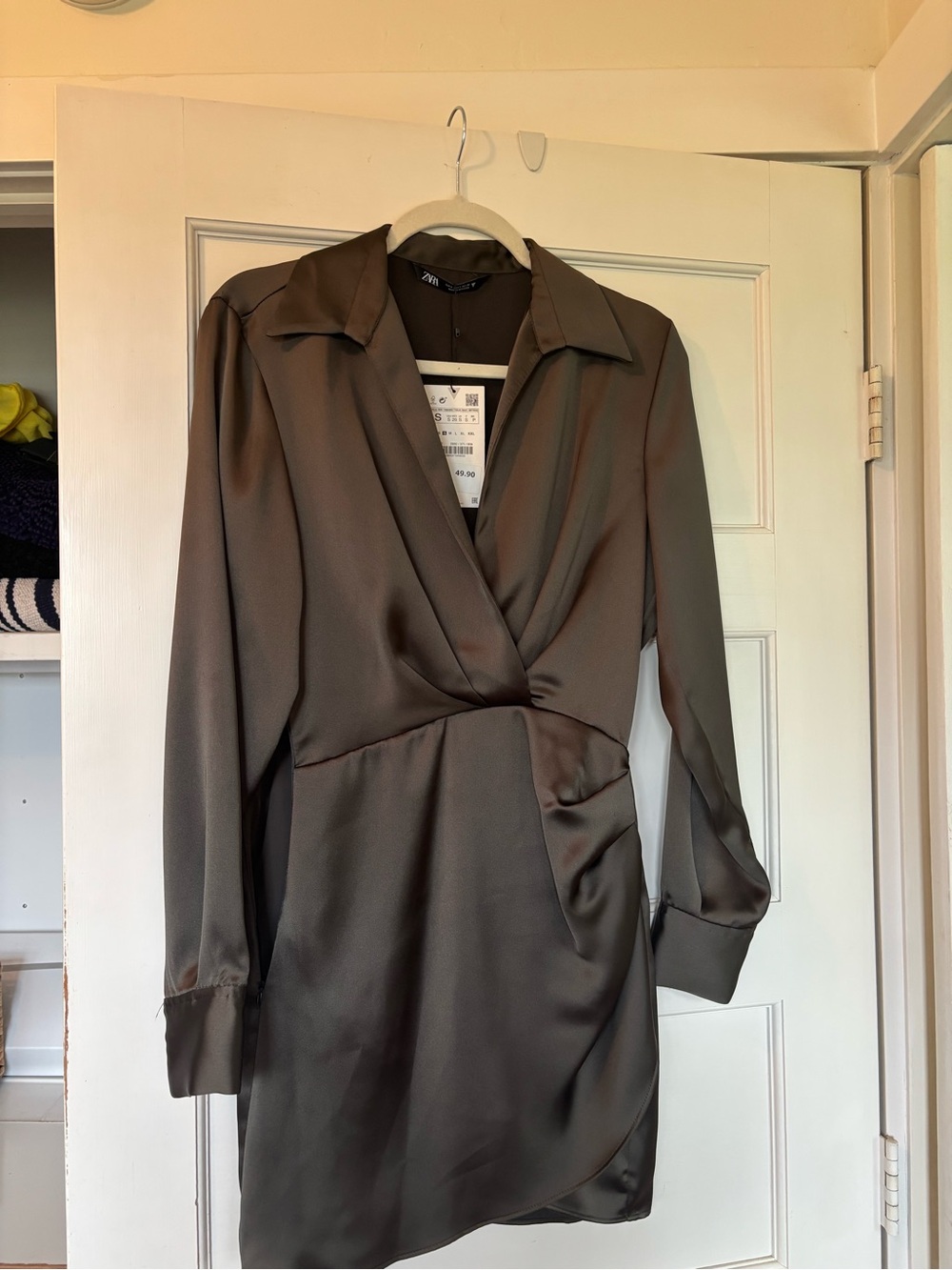 Zara Dark Brown Buttonless Blazer with Rope Detail